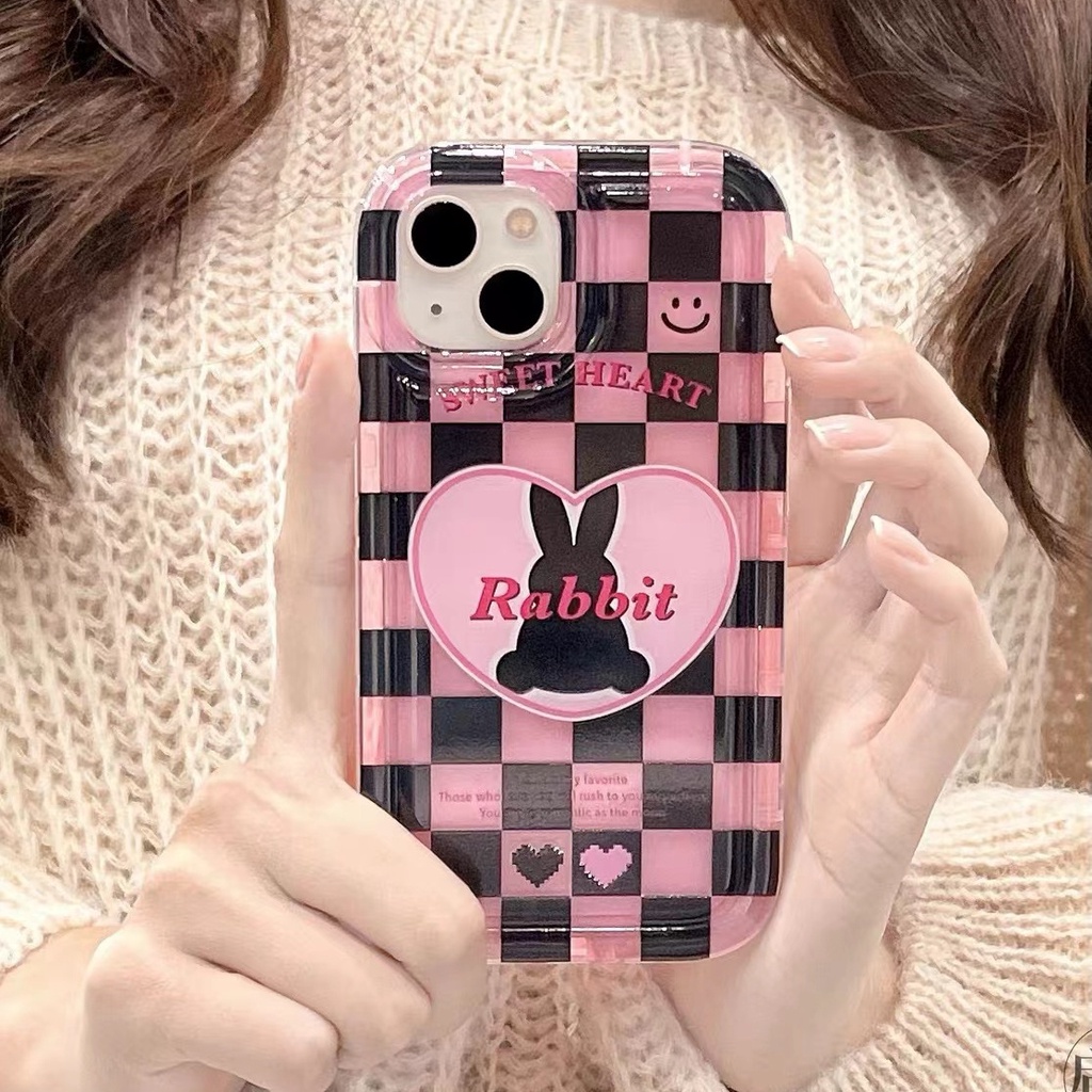 IPHONE Soft Phone Case Kompatibel Untuk Iphone14 13 11 12 Pro XS Max X XR 7 8 Plus Kelinci Lucu Casing Transparan TPU Silikon Shockproof Cover