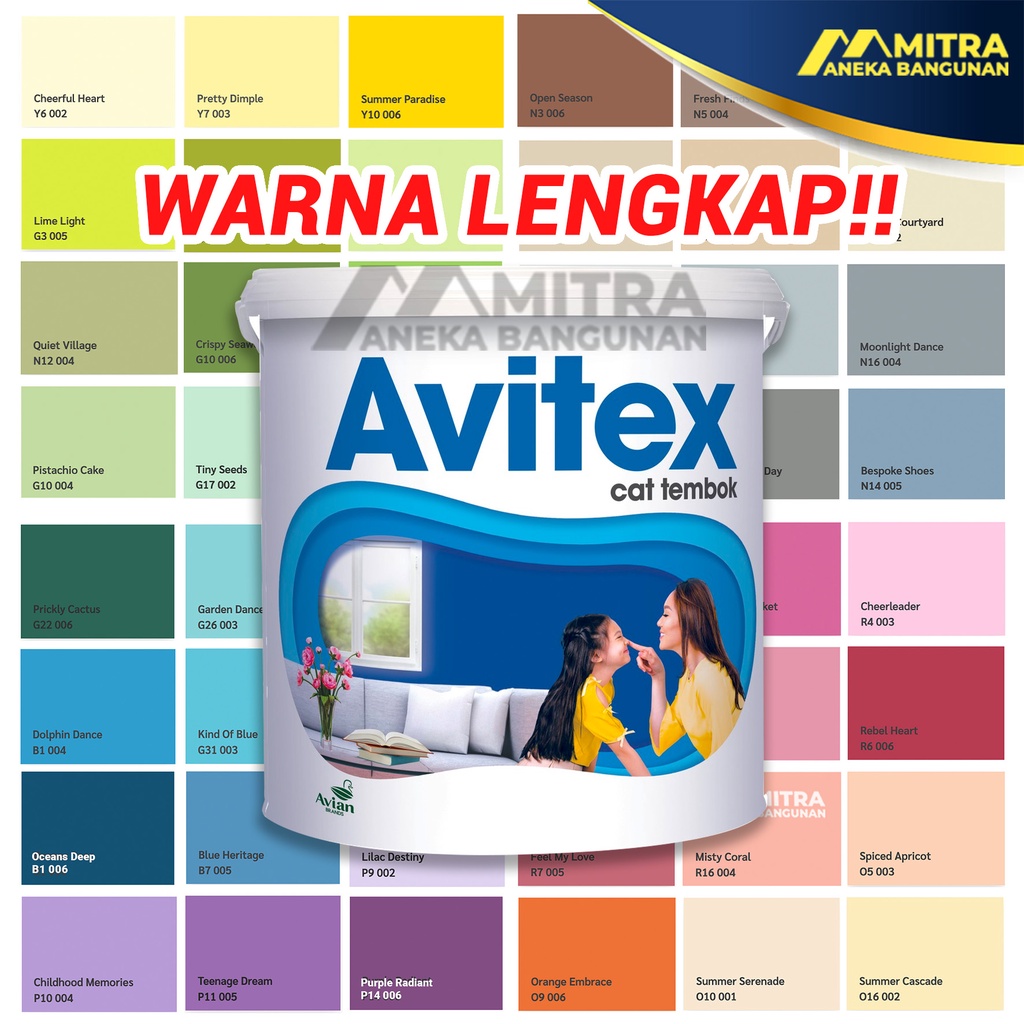 AVITEX CAT TEMBOK INTERIOR AVIAN 5 KG / WARNA LENGKAP TINTING