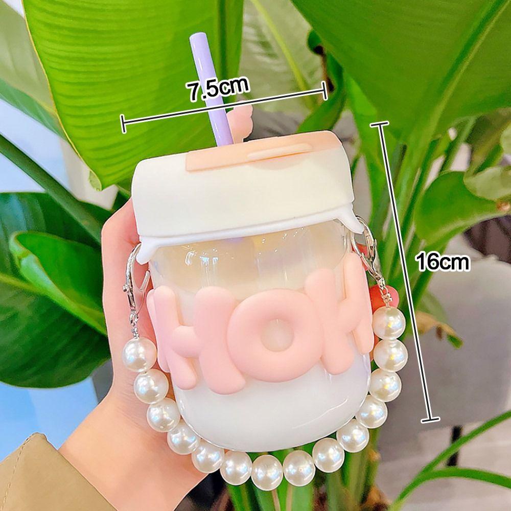 Solighter Water Bottle Portable Dengan Sedotan Gelas Kaca Kopi Susu Cangkir