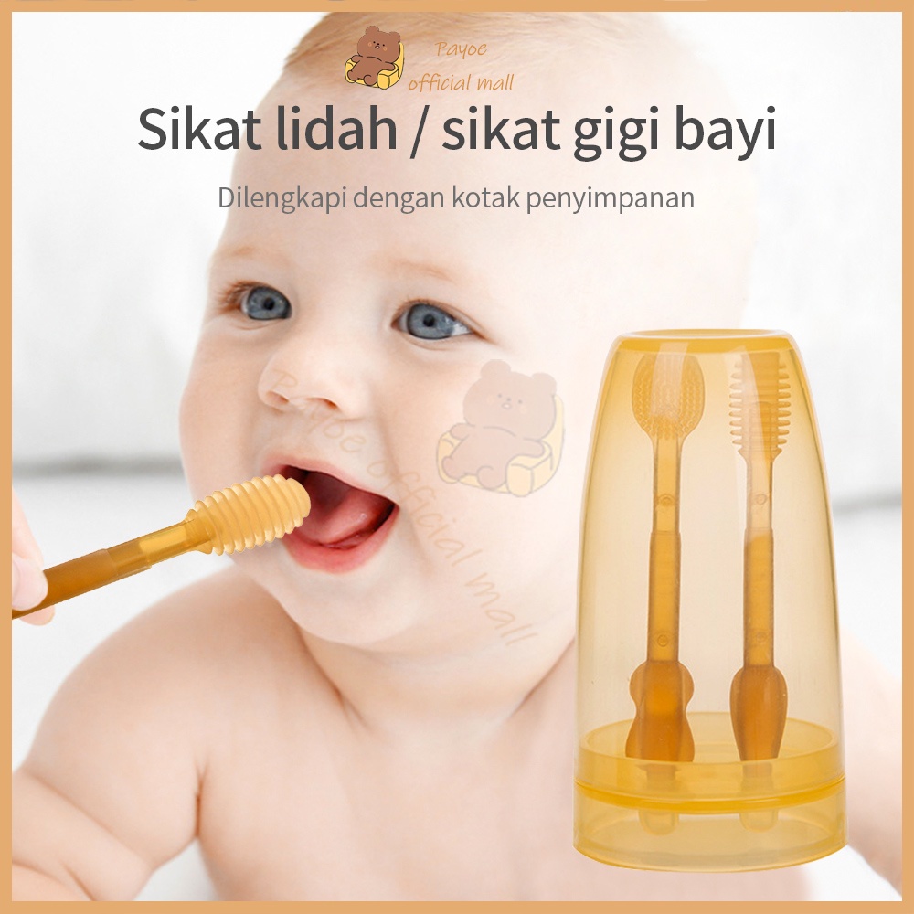 Sikat Lidah Bayi Silikon Lembut Sikat Gigi Bayi Pembersih Lidah Bayi 2 In 1_Cerianti