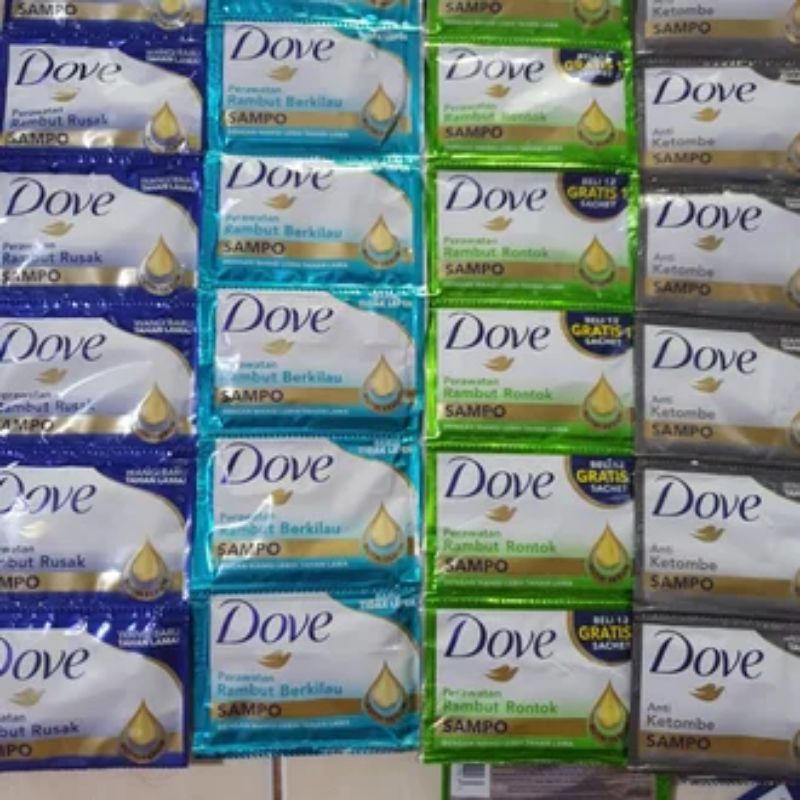 Shampo Dove 1 Renceng Isi 12 Sachet / Shampoo Dove 8 ml Kemasan Sachet / Shampo Dove Renceng isi 12 