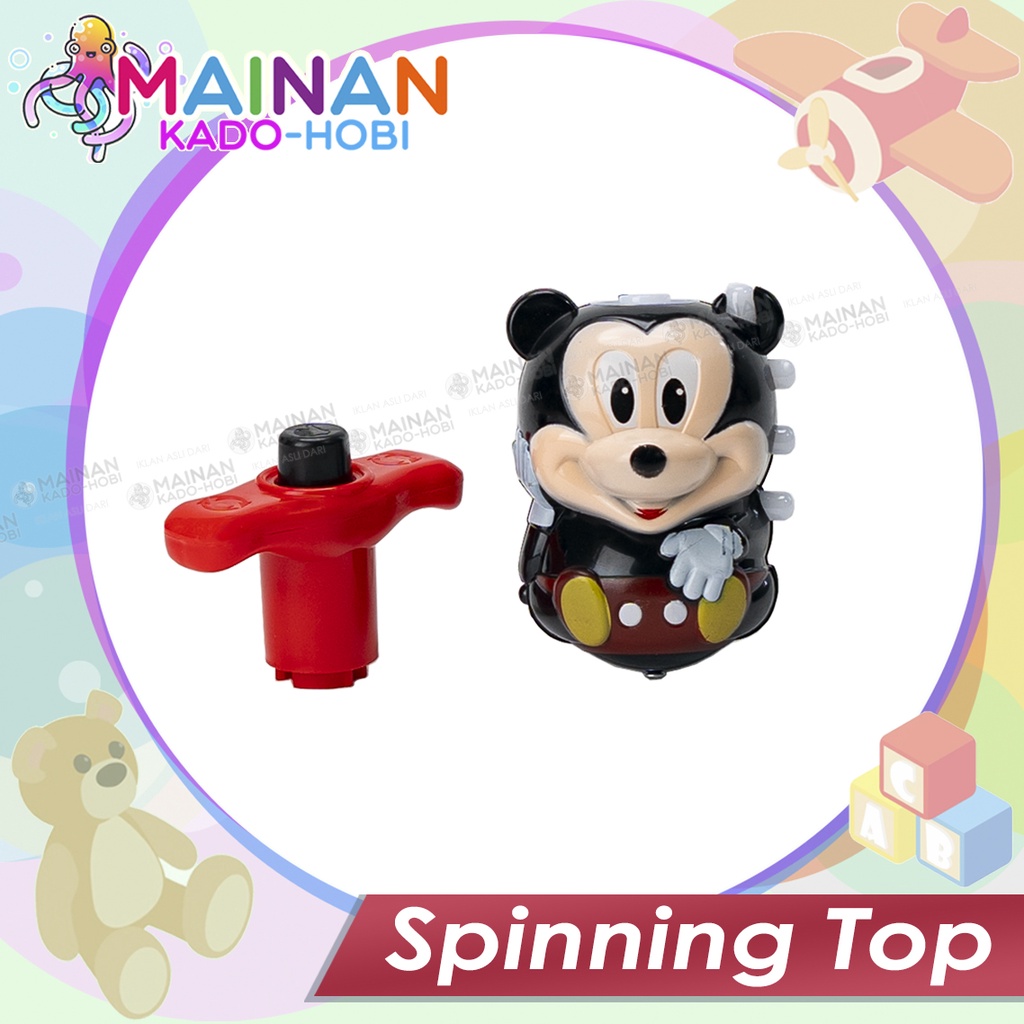 HADIAH ULANG TAHUN MAINAN ANAK FLASHING TOP GASING PUTAR KARAKTER MICKEY MOUSE