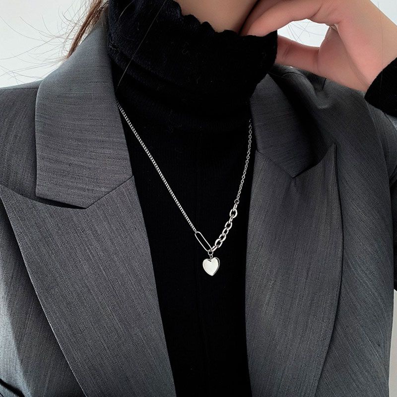 Kalung Silver Bandul Love Necklace Premium Aksesoris Ootd Kalung Simple