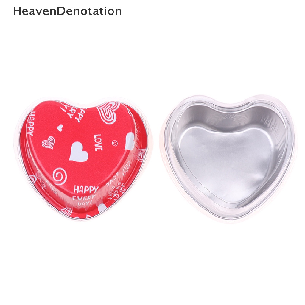 [HeavenDenotation] 10Pcs / Set 100ML Heart Shaped Aluminum Foil Cake Cup with Lids Baking Pans HDV