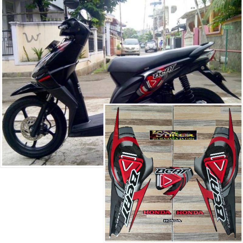 striping original Honda beat karbu hitam tahun 2009 2010