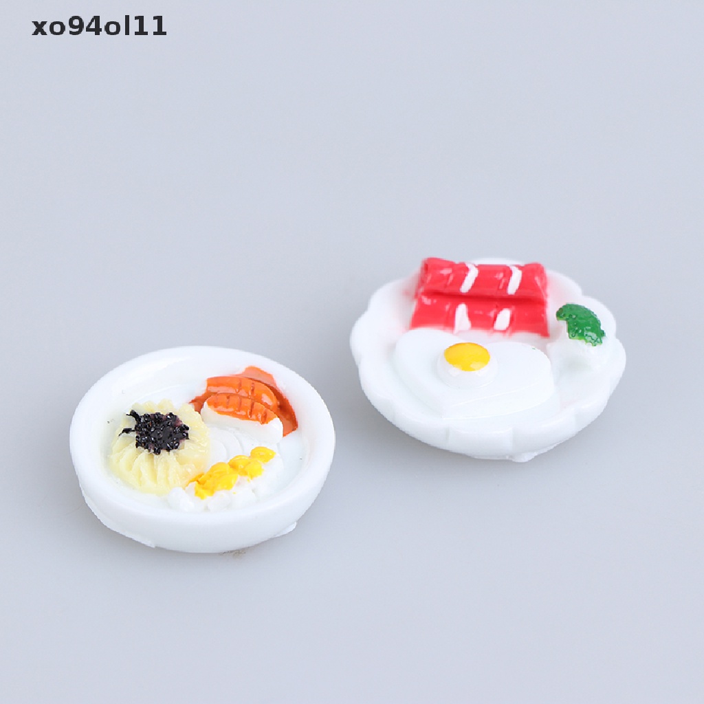 Xo 5pcs1per12rumah Boneka Miniatur Sarapan Piring Telur Roti Boneka Aksesoris Rumah OL