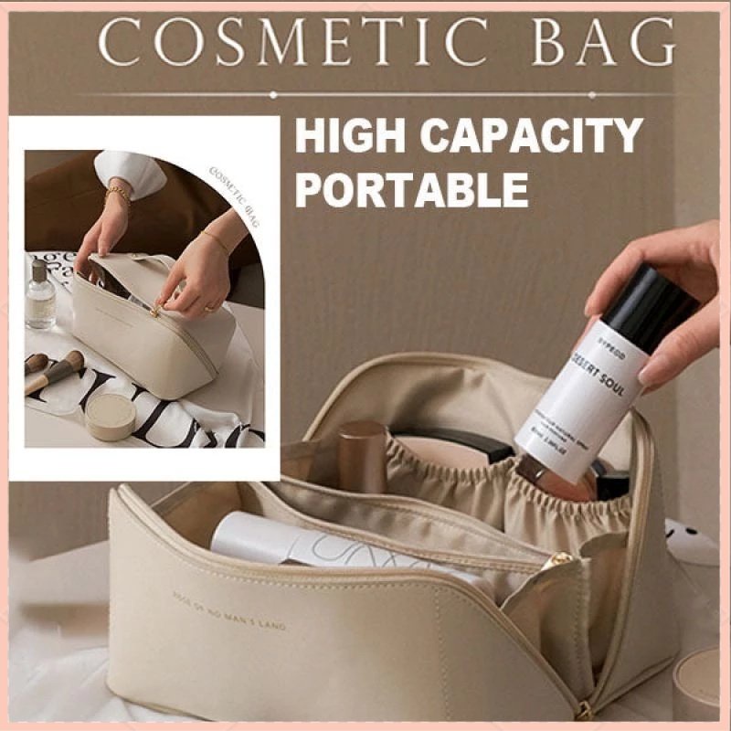 【COD】Tas Kosmetik Wanita/Ins Kapasitas Tas Kosmetik/kulit PU/Tas Cuci Multi-Layer/Whandbag Portabel