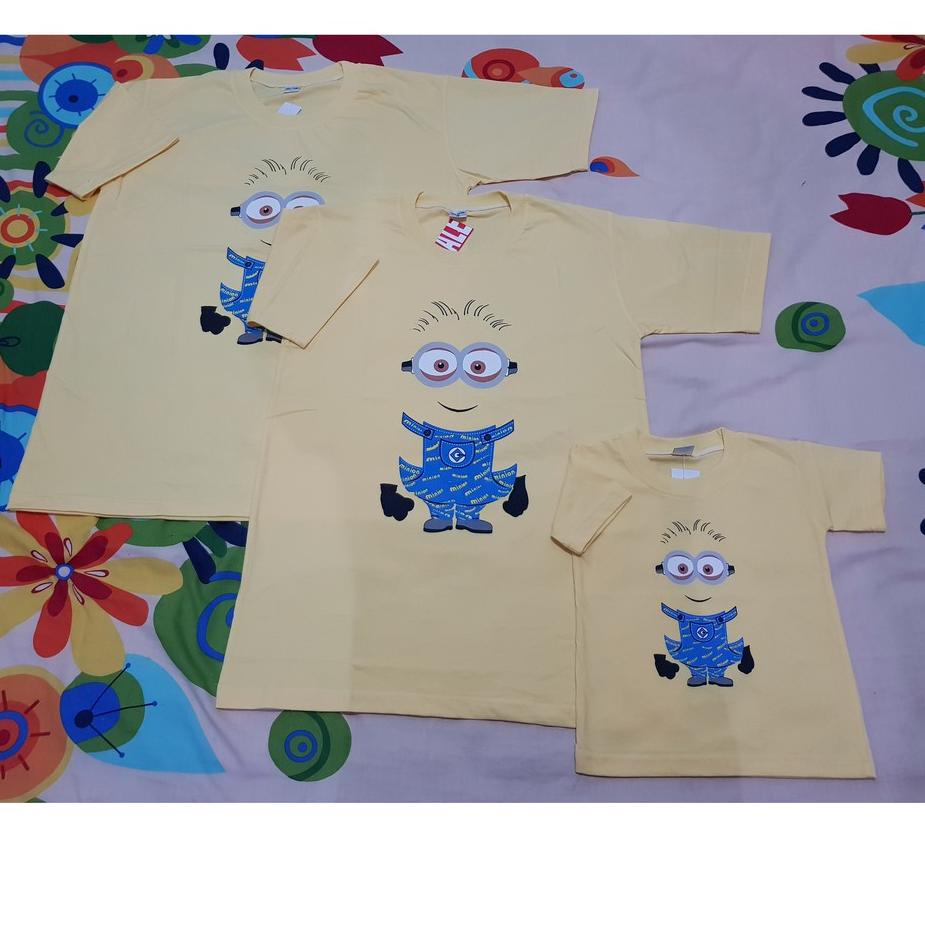 Baju Kaos Minion Keluarga Family Pasangan Couple Anak Dewasa Baby sampai Big Size Jumbo 4XL