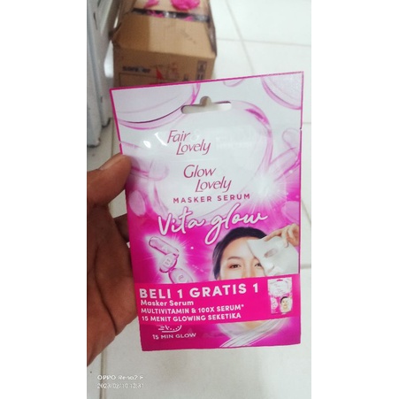 Fair n lovely vita glow (Buy One Get Free) serum sheet mask 20gr | FairLovely | Masker wajah