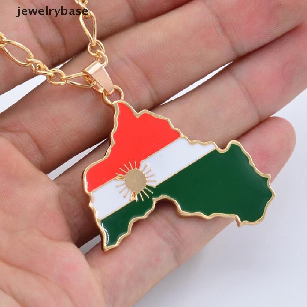 [jewelrybase] Kurdistan Map Kalung Untuk Wanita Pria Hip Hop Liontin Rantai Kreatif Warna Emas Kurdistan Bendera Map Liontin Kalung Perhiasan Hadiah Butik