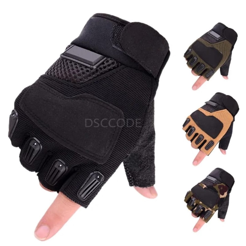 SARUNG TANGAN MOTOR TACTICAL HALF FINGER / UNISEX TACTICAL OFF ROAD BEST SELLER ST-3
