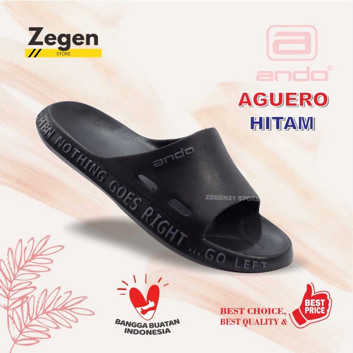 Sandal Pria Sandal Slop Pria Dewasa Sendal Selop ANDO AGUERO originall - Hitam, 40(T3A5) Sandal Pria