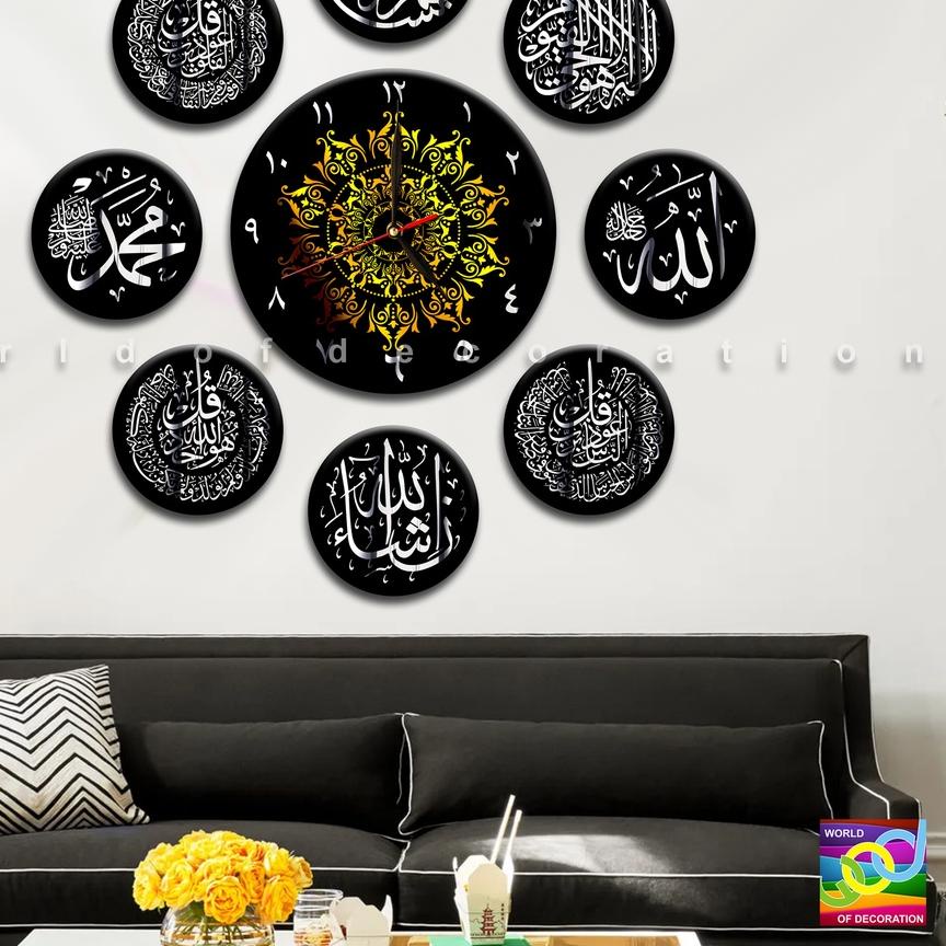 ⅎ Jam Dinding Kaligrafi JUMBO 1 SET / Jam Dinding Bulat Besar by Worl Of Decoration ➮