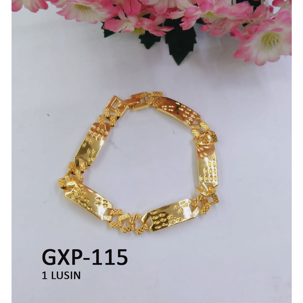 [1 LUSIN ISI 12] GELANG XP RANTAI EMAS GOLD PLAT TITIK TEKSTUR TERMURAH / DUNIA GELANG TERBARU