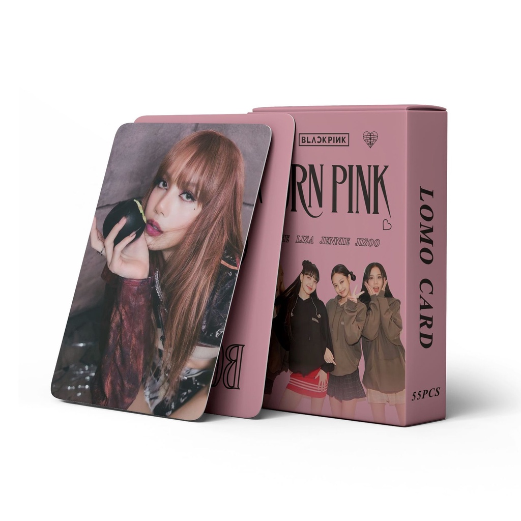 55pcs/box Kartu BP Born Pink World Tour Photocards LISA ROSE JENNIE JISOO Lomo Hitam Pink Kpop Postcards READY STOCK Blackpink Blackpink