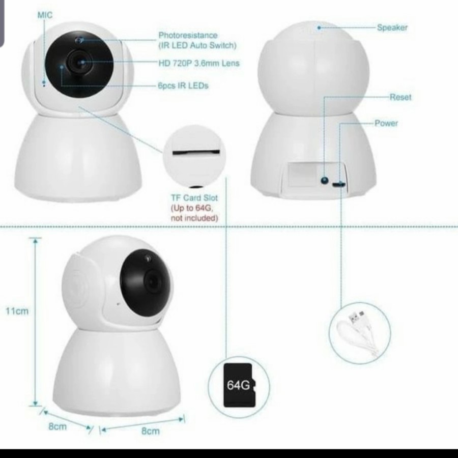 IP CAMERA V380 2MP FULL HD 960P WIRELESS CCTV WIFI SNOWMAN AP MODE murah