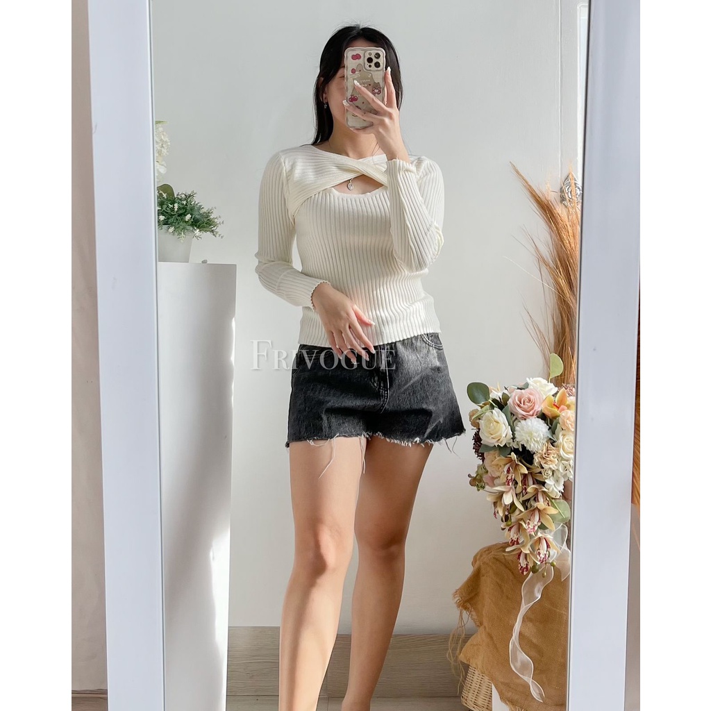 (IMPORT) Cross Knit Top