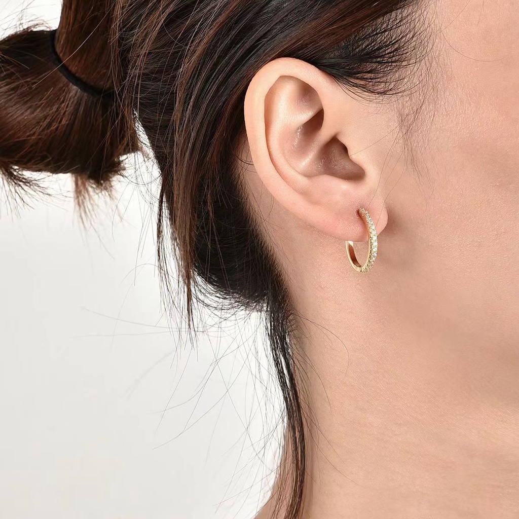 Anting Tindik Hidung Bahan Stainless Steel Hias Berlian Zircon Untuk Wanita