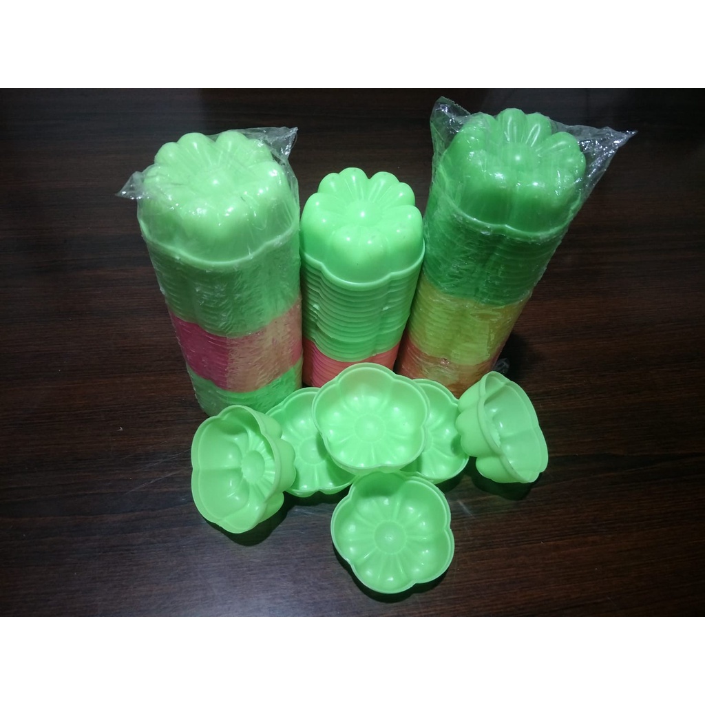 Cetakan Kue Kukus / Cetakan Apem / Cetakan Puding / Cetakan Jelly Bunga Cantik Plastik (12pcs / 1Lus