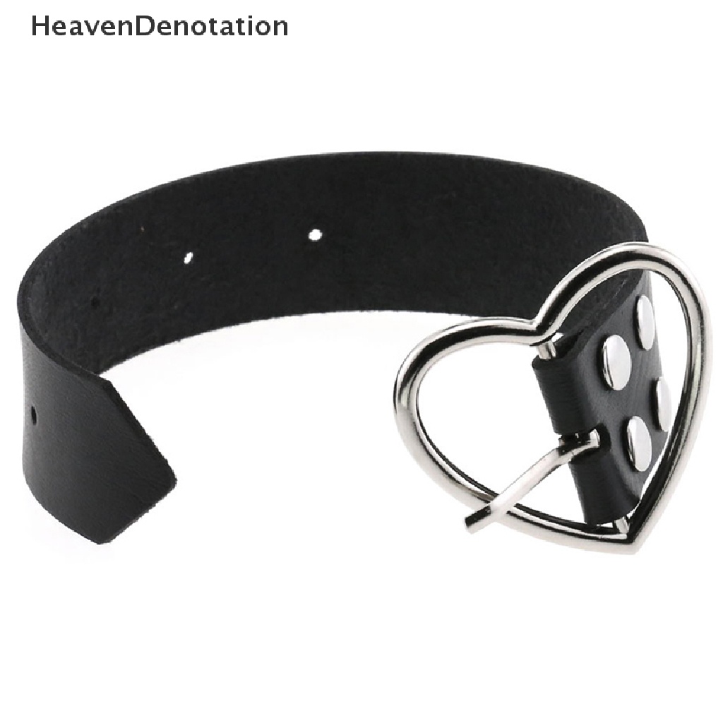 [HeavenDenotation] Gelang Hati Bahan Kulit Hitam Untuk Wanita Gothic Bracelet Dekorasi Aksesoris HDV