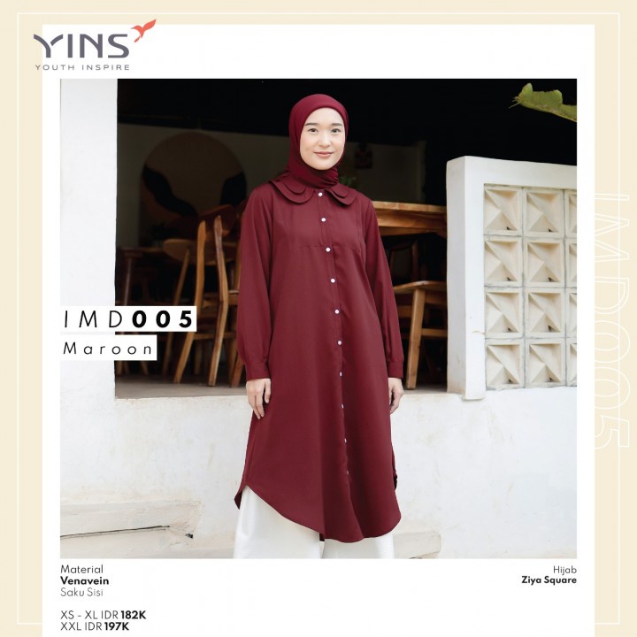 Tunik YINS IMD 005 Terbaru / Black Brown Maroon / Fashion Muslim Tunik Terbaru
