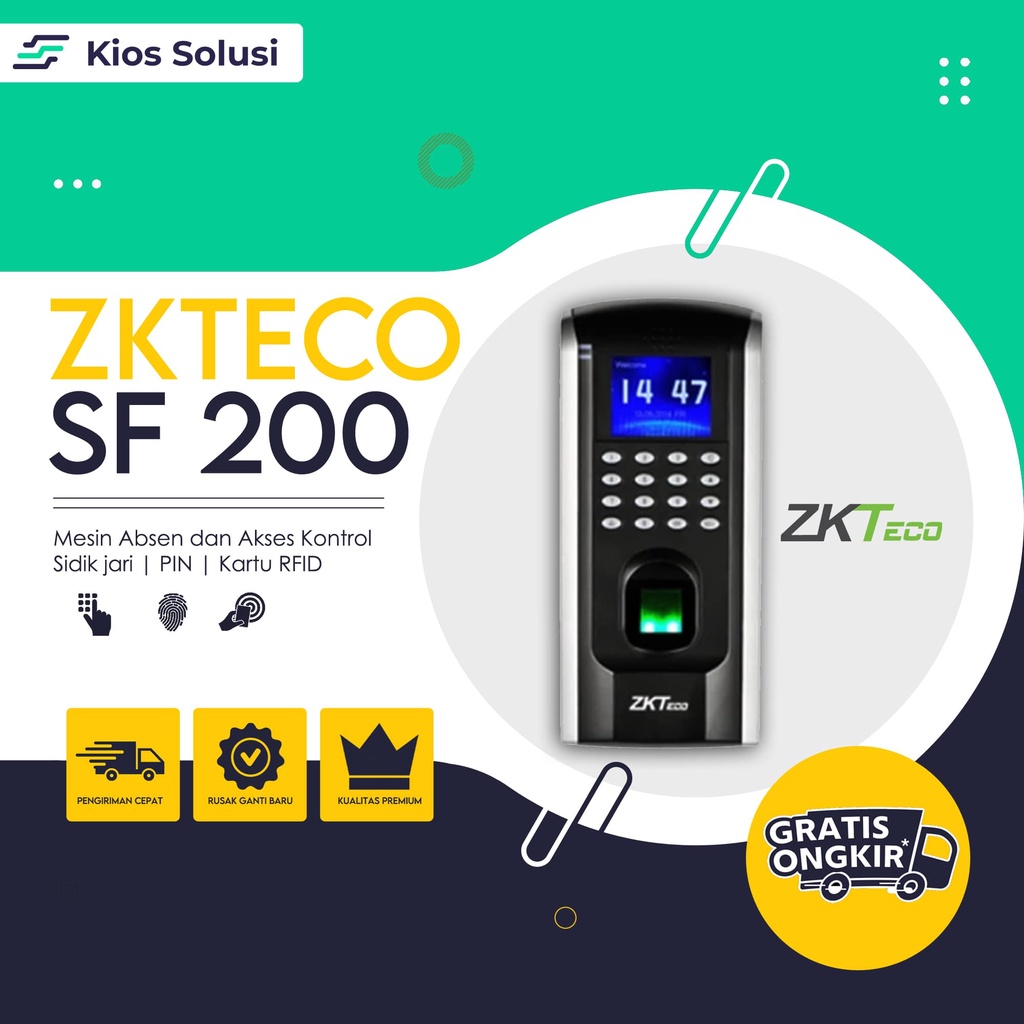 Mesin Absensi dan Akses Kontrol ZKTECO SF200 | Mesin Absen Sidik Jari | Pin | Kartu RFID 125 Khz | Termurah