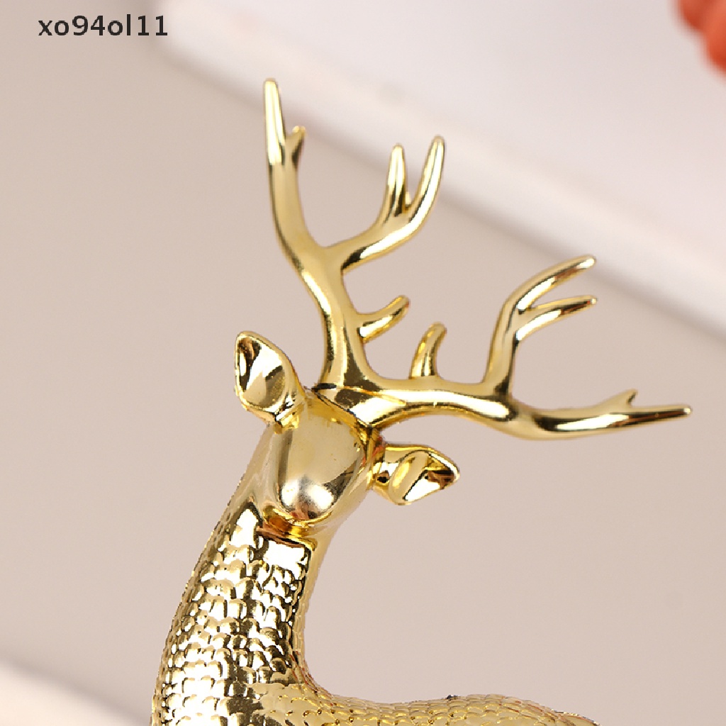 Xo 1pc Natal Elk Plastik Golden Cake Topper Dessert Dekorasi Hadiah Anak OL