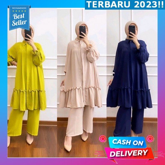 Setelan Wanita Terbaru Import 2023 Cewek Casual Stelan Korea Murah Style Kekinian One Set Viral Dewa