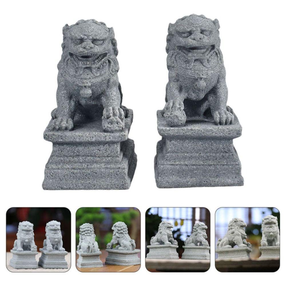 NEEDWAY Needway Lion Ornamen Aman Multi Fungsi Gaya China Micro-view Mini Kualitas Bagus Halaman Pengerjaan Halus Ornamen Mobil