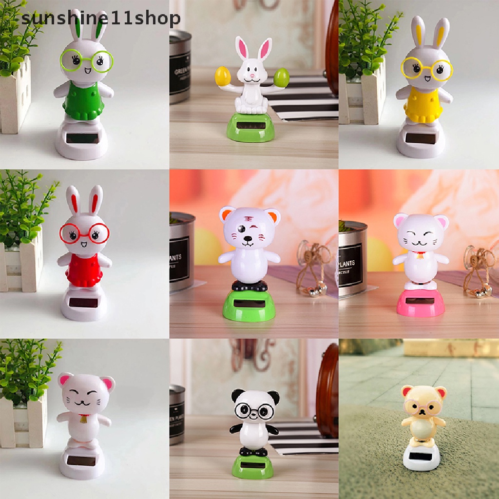 Sho 1Pc Aksesoris Dekorasi Mobil Car Solar Decoration Kartun Kreatif Goyang Kepalanya Kelinci Lucu Panda Boneka Boneka Hadiah N