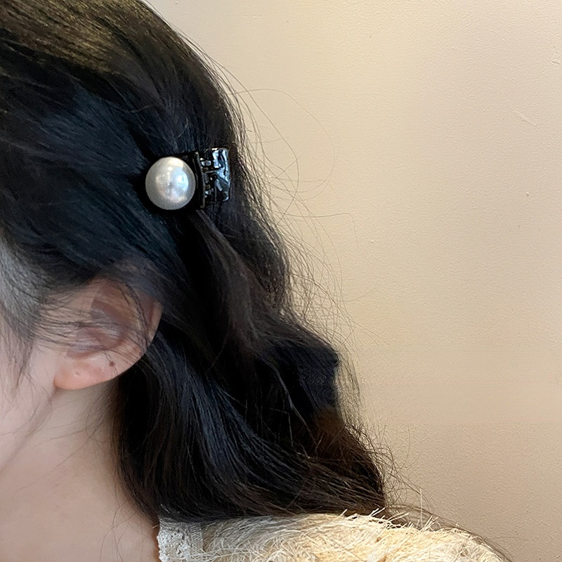 French Retro Pearl Hair Clip High Ponytail Princess Head Mini Klip Jepit Rambut