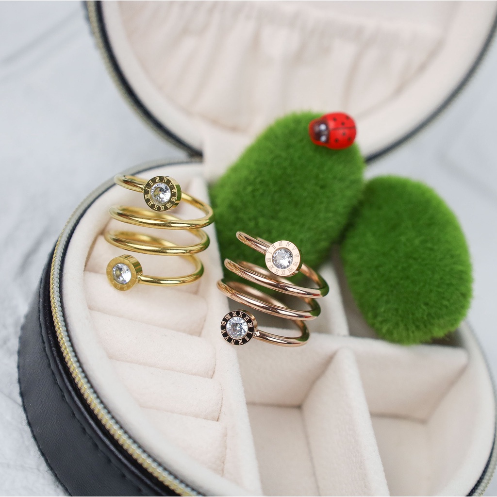 Cincin bulg@r!! zircon bening pegas Titanium Stainless Steel 316L anti karat harga grosir bisa bayar di tempat