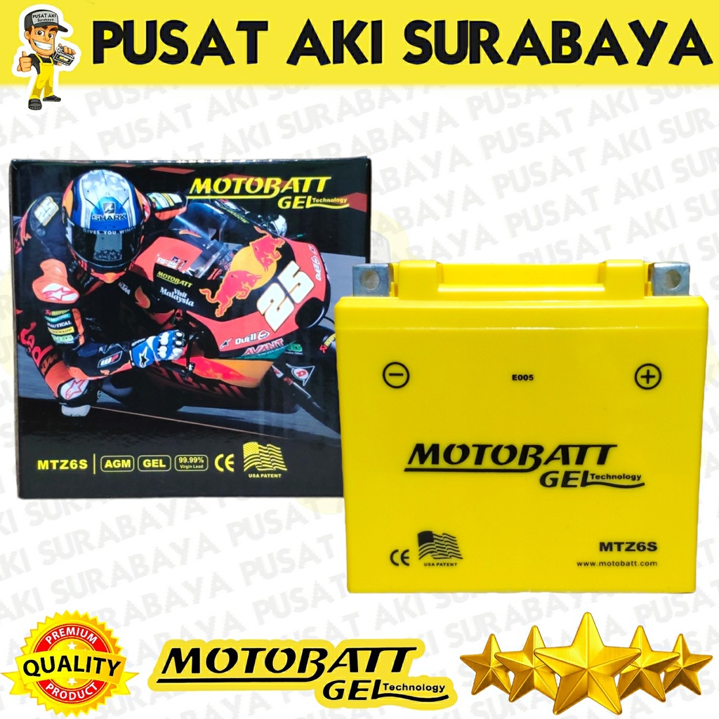 ACCU TERBAIK MOTOBATT MTZ6S GEL MOTOR CB 125R SONIC NEW 150R SUPRA GTR 150 VARIO 125 150 GTZ6V YTZ6V