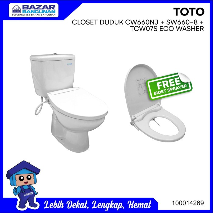 Terlaris Closet Kloset Toilet Duduk Eco Washer Toto Cw 660 Nj J Cw660Nj Cw660J