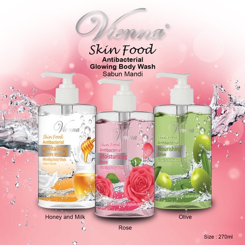 VIENNA SKIN FOOD GLOWING BODY WASH 270ML BPOM - SABUN MANDI GLOWING - HONEY