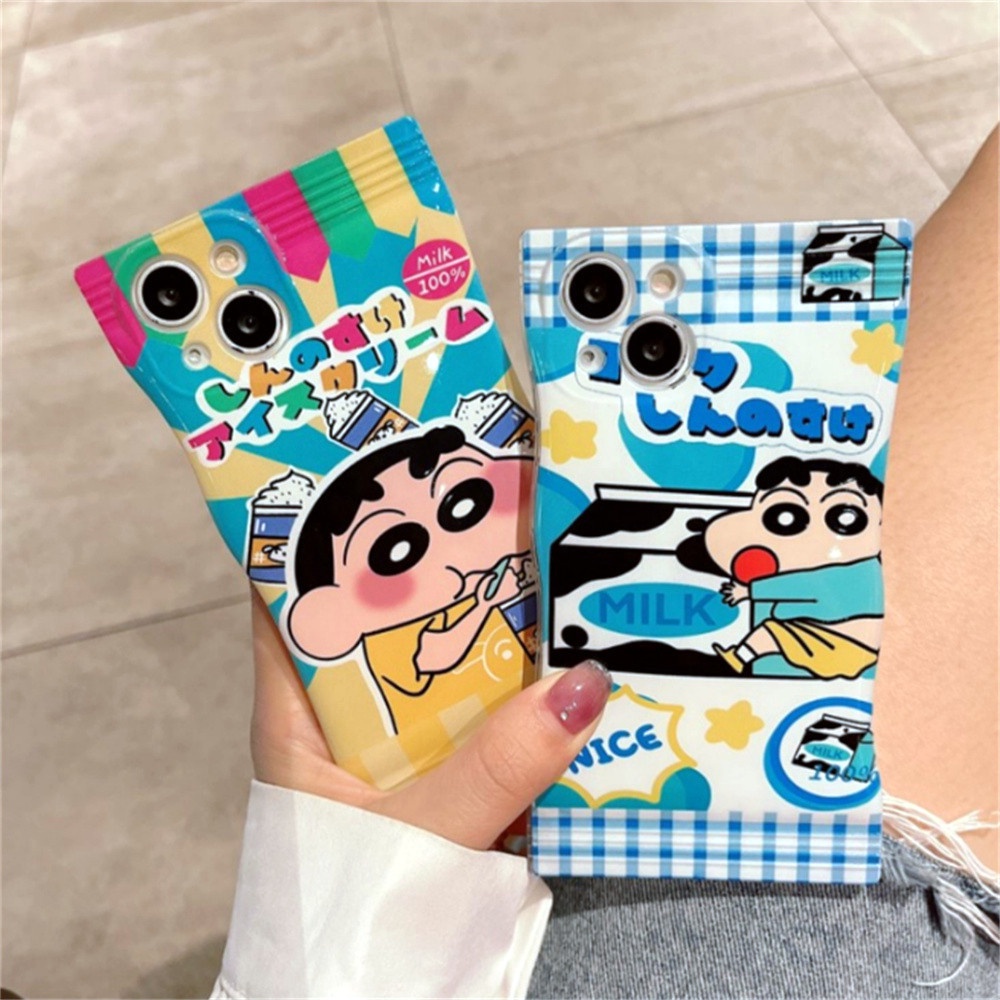 Casing Imut Realme C35 C30 C31 C21Y C25Y RealmeC11 C25 C17 C15 C12 C3 C2 Realme 8i 7i 5 5i 6i 7 Pro Crayon Shin Chan Ice Cream Milk TPU Phone Cover