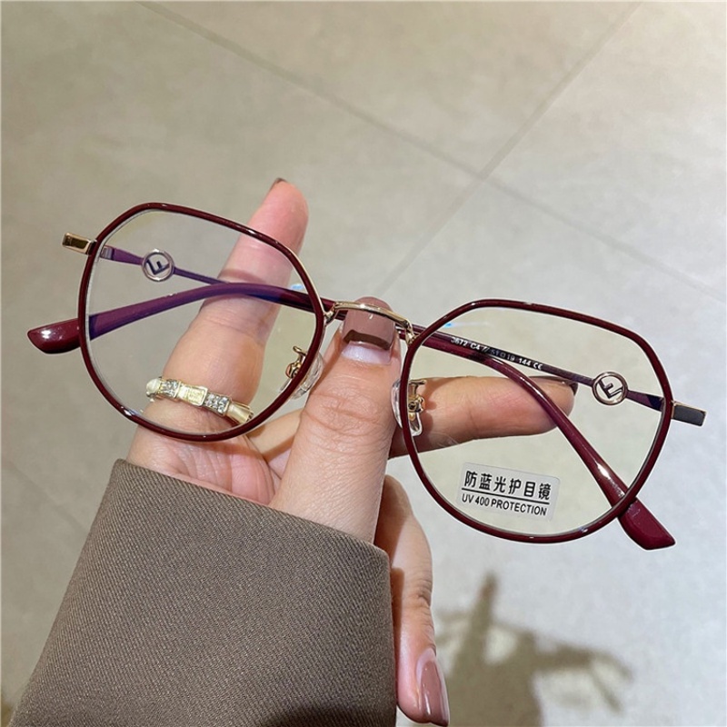 (YUZHU) Tr90 Kacamata Optik Gaya Retro Anti Blue Light Irregular Frame Eyeglasses Untuk Wanita