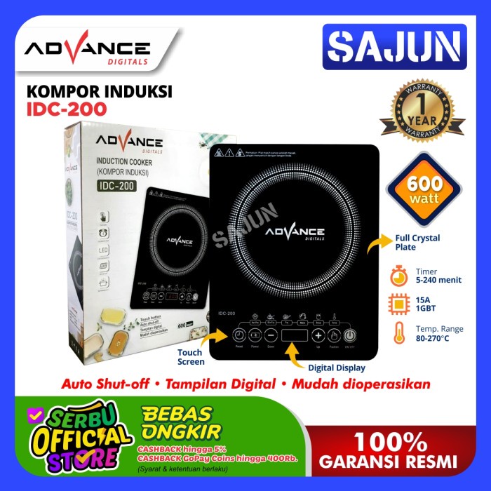 Advance Induction Cooker IDC200 Kompor Induksi TouchscreenIDC-200