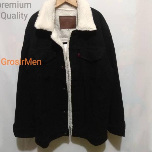 MURAH Jaket sherpa jaket jeans sherpa jaket jeans bulu woll jaket bulu premium warna hitam