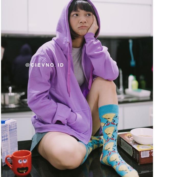 ♘ HOODIE ZIPPER POLOS UNGU MUDA SIZE M - XXXL ♦