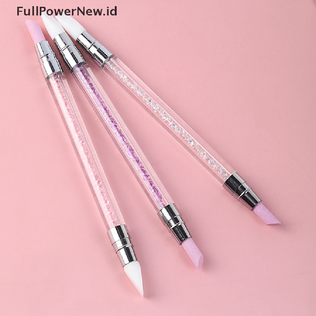 Power 1Pc Dual-ended Silicone Nail Tools Silikon Berlian Imitasi Kutek Ukir Pen ID