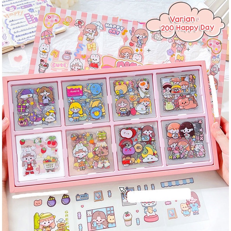 Isi 200 Lembar Sticker Deco Aesthetic Lucu Momo Stiker Anti Air Tumblr DIY Hp Stiker Motif Kartun Lucu ala Korea Dekorasi Buku Diary Memo Journal Catatan Harian Anak Sekolah Alat Tulis Bahan Stiker Transparant Bisa Untuk Kado Ulang Tahun @banyak