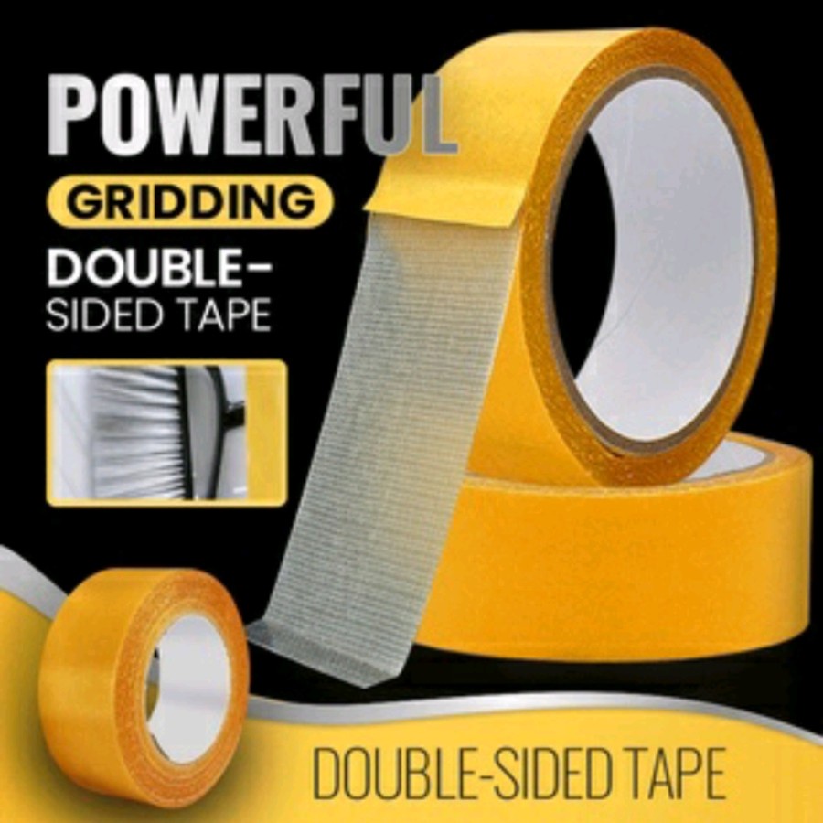 Lakban Fiber Double Tape Serat Super Kuat Strong Isolasi 2 Sisi oKE/**