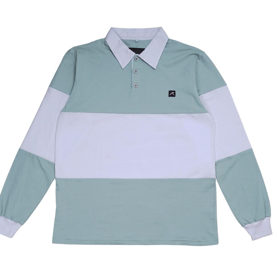 VIRAL Spellbind Vintage Rugby Polo Shirt - Aqua Haze