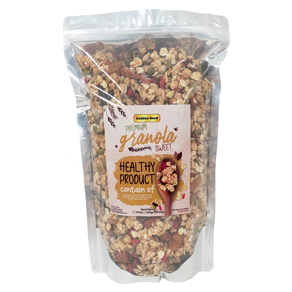 

Cahayadstore Granola Premium 900 Gr - Granola 900 Gram - Sereal Sehat 900Gr (Original, Manis,