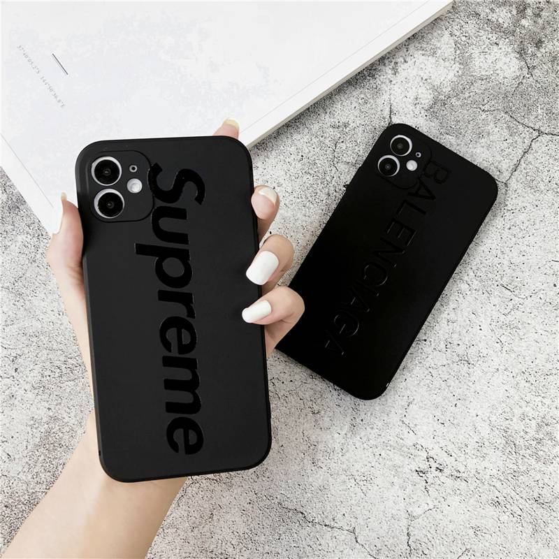 Fashion Balenciaga &amp; Supreme Soft Case HP iP iPhone 11 12 Mini 13 Pro Max 7 8 + Plus SE 2020 X XR SE 2020 XS Max Black Frosted Casing Apple