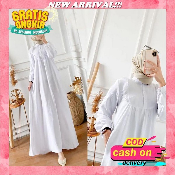 Gamis Dewasa Putih Polos Gamis Wanita Terbaru 2022 Gamis Putih Manasik Haji Gamis Busui Friendly Gam