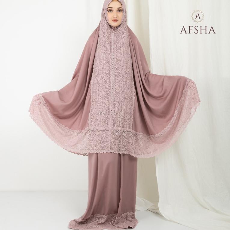Langsung Kirim Afsha - Mukena Zarra Premium Zara Silk Renda