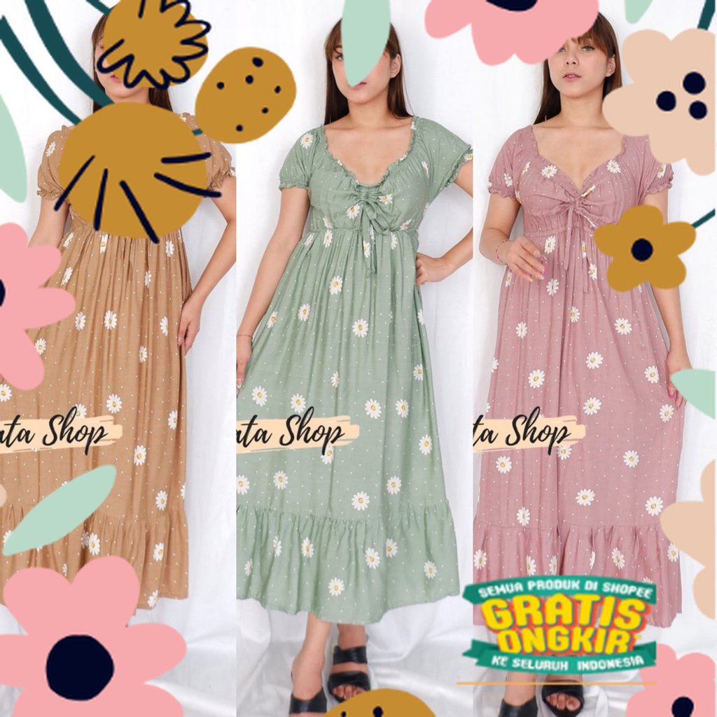 REALPICT - Dress Bali Model Casandra SHASTA Fashion Wanita Terbaru Kekinian Viral Daster Bali Bahan 