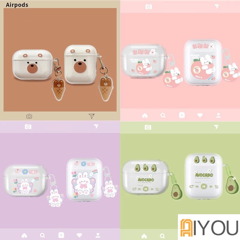 Casing soft case Silikon Transparan Motif Kartun Kelinci Untuk Apple airpods 1 / 2 generation inpods 1 2